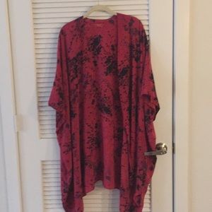 Tianello 100% silk zen kimono 1X black/red